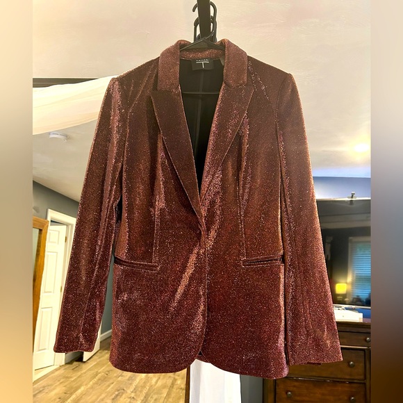 Tahari Bronze Shine One-Button Blazer - Picture 3 of 13